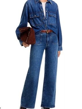 Frame The Refined Blue High-Rise Wide-Leg Jeans size 24